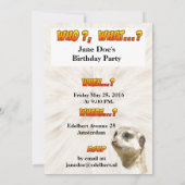 Cute Meerkat Furry Party Invitation Card Kaart (Achterkant)