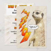 Cute Meerkat Furry Party Invitation Card Kaart (Voorkant / Achterkant)