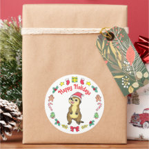 Cute Meerkat Kerstman hoed Kerststicker