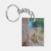 Cute Meerkat Sat on Tree Sleutelhanger (Voorkant Links)