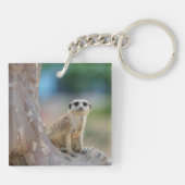 Cute Meerkat Sat on Tree Sleutelhanger (Achterkant)