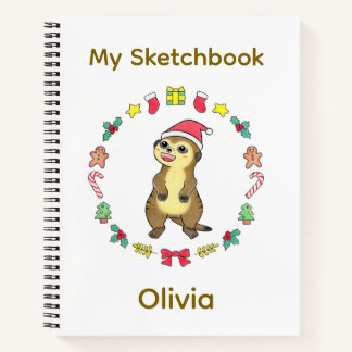 Cute Meerkat Sinterklaas hoed Kerst Wit Notitieboe Notitieboek