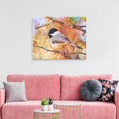 Cute Meesje Vogel Fotografische Kunst Canvas Afdruk (Insitu (Woonkamer))