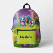 Cute meiden dragon add name bedrukte rugzak (Voorkant)