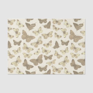 Cute Meisjesachtig Beige Vlinder Patroon Tissuepapier