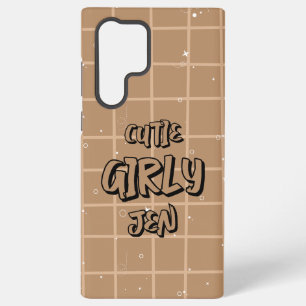 Cute Meisjesachtig Bruin Gingham Samsung Galaxy Hoesje