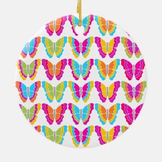 Cute Meisjesachtig Multikleur Regenboog Vlinder Pa Keramisch Ornament (Achterkant)