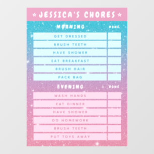 Cute Meisjesachtig Roze Blauwe Glitter Kinderen Da Raamsticker