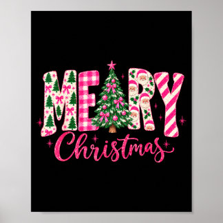 Cute meisjesachtige coquette roze kerstboom voor k poster