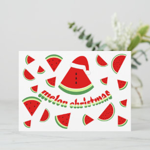 Cute Meloen Prettig Kerst Illustratie Feestdagenkaart