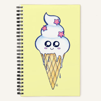 Cute Melting Ice Cream Cone, Kawaii Cartoon Notitieboek