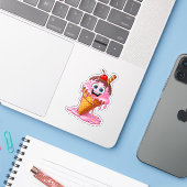 Cute Melting Ice Cream Custom-Cut Vinyl Sticker (Ordinateur portable avec iPhone)