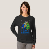 Cute Menorasaurus Rex Dinosaur Tree Christmas Happ T-shirt (Voorkant volledig)