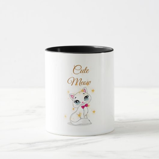 Cute Meow Cat Coffee Mug (Centre)