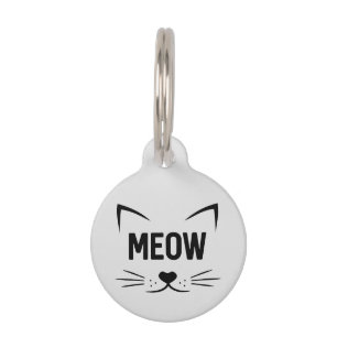Cute Meow Personalized Gray Cat Label Huisdierpenning