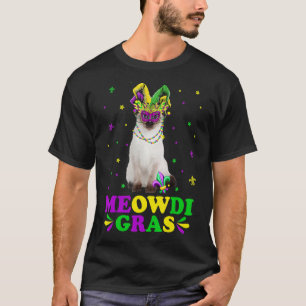Cute Meowdi Gras Siamese Cat Carnival Masker Mardi T-shirt