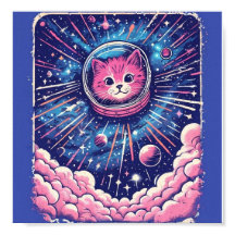 Cute Meowstranaut Kat Poster – Space Kat Wand Kuns