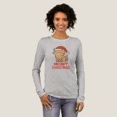 Cute Meowy Christmas Cat Santa Hat Tri-Blend Shirt (Voorkant)