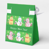 Cute Meowy kerstkatten Green Bedankdoosjes (Achterkant)