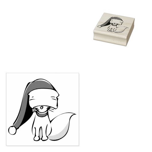 Cute Meowy kerstKatten Rubberstempel (Gestempeld)