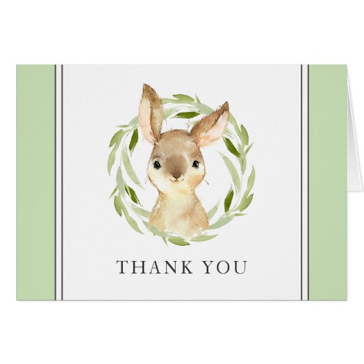 Cute Merci de lapin d'aquarelle (Devant horizontal)