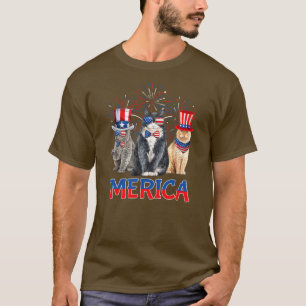 Cute Merica oom Sam Cat American USA Vlag vierde T-shirt