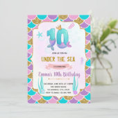 Cute mermaid 10e anniversaire invitation (Debout devant)