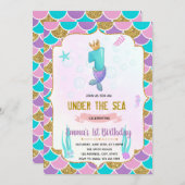 Cute mermaid 1ère invitation anniversaire (Devant / Derrière)