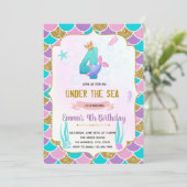 Cute mermaid 4e anniversaire invitation (Debout devant)