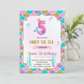 Cute mermaid 5e anniversaire invitation (Debout devant)