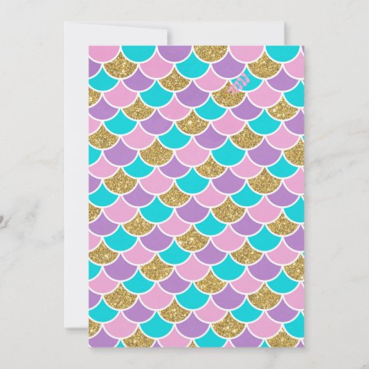 Cute mermaid 5e anniversaire invitation (Dos)