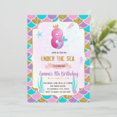 Cute mermaid 8e anniversaire invitation (Debout devant)
