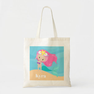 Cute mermaid add name meiden strand tas