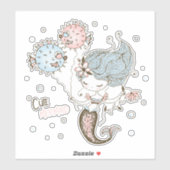 Cute Mermaid and Blowfish Tail Sticker (Vel)
