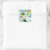 Cute Mermaid and Pot o'Gold St. Patrick's Day Vierkante Sticker (Tas)
