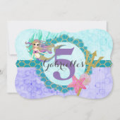 Cute Mermaid Aqua Petite Fille Invitation Annivers (Devant)
