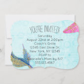 Cute Mermaid Aqua Petite Fille Invitation Annivers (Dos)