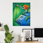 Cute Mermaid Art Poster (Thuiskantoor)