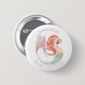CUTE MERMAID BABY SHOWER White Button (Voorkant /achterkant)