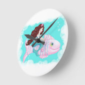 Cute Mermaid Clock Ronde Klok (Hoek)
