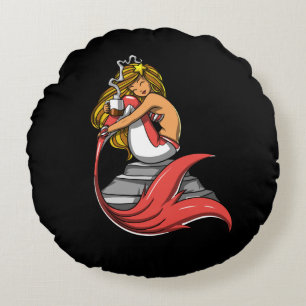 Cute Mermaid Coffee Drink Lover Magical Ocean Rond Kussen
