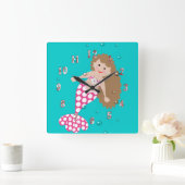 Cute Mermaid Decor Wall Clock Vierkante Klok (Huis)