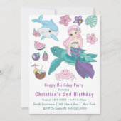 Cute Mermaid et ses amis 2e Invitations d'annivers (Devant)