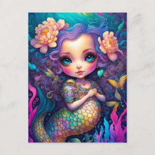 Cute Mermaid Fantasy Art Briefkaart