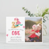 Cute Mermaid First Birthday Photo Invitation (Debout devant)