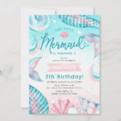 Cute Mermaid Girl Anniversaire Fête Invitation (Devant)