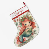 Cute Mermaid Grote Kerstsok (Achterkant (Hangend))