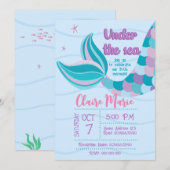 Cute Mermaid Invitation (Devant / Derrière)
