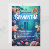 Cute Mermaid Invitation de fête d'anniversaire (Devant)