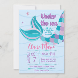 Cute Mermaid Invitation Kaart